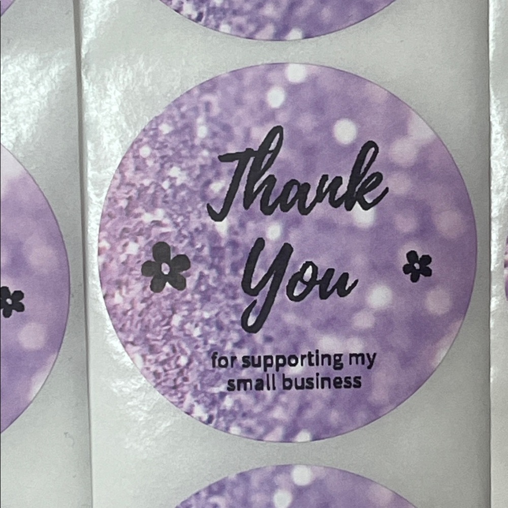 (50) 2” Purple Thank You Stickers Hand Crafted